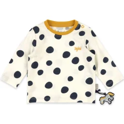 Sigikid Kollektion Tupfen Pony|Weises Baby Langarmshirt Mit Dunkelblauen Punkten