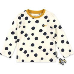 Sigikid Kollektion Tupfen Pony|Weises Kinder Langarmshirt Mit Dunkelblauen Punkten