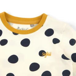 Sigikid Kollektion Tupfen Pony|Weises Kinder Langarmshirt Mit Dunkelblauen Punkten