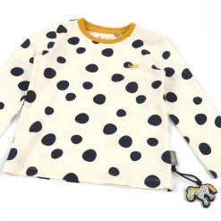 Sigikid Kollektion Tupfen Pony|Weises Kinder Langarmshirt Mit Dunkelblauen Punkten